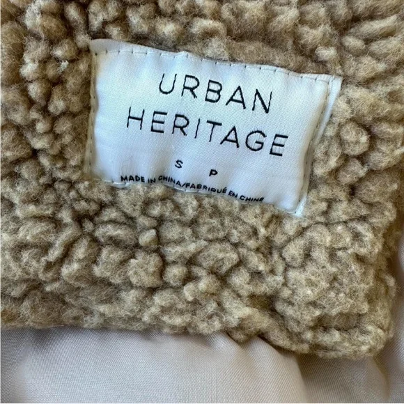 Urban Heritage Cropped Teddy Jacket – Tan Sherpa, Size Small - Picture 3 of 3